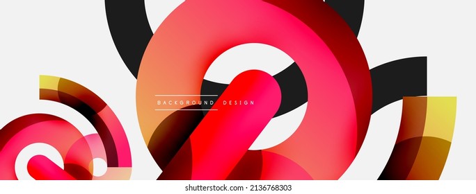 Formas redondeadas, círculos y otras formas geométricas. Ilustración vectorial para la tarjeta de fondo de la pancarta de fondo o la página de aterrizaje