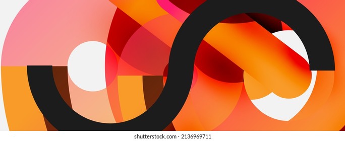 Round shapes circles and other geometric forms. Vector illustration for wallpaper banner background card or landing page