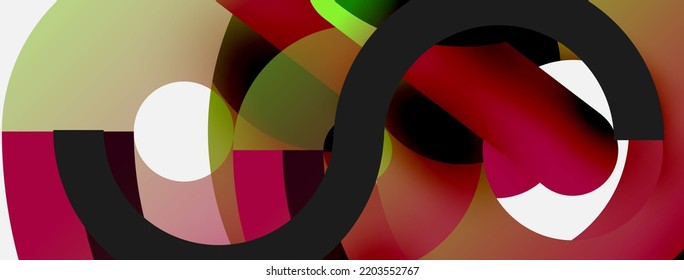 Formas redondeadas, círculos y otras formas geométricas. Ilustración vectorial para la tarjeta de fondo de la pancarta de fondo o la página de aterrizaje