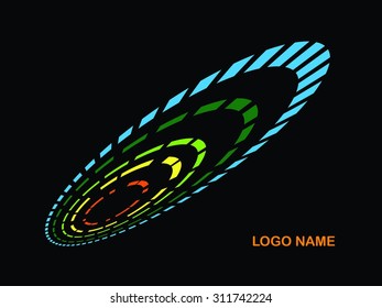 Round shapes. Logo design. Circle of half ton. Vector illustration on a black background