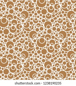 Round shapes modern repeating seamless texture tracery template. Stylish geometric background. Circular bubbles design elements for wallpaper, wrapping paper, surface and fill, card. Vector