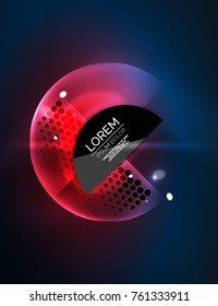 Round shapes, neon glowing trasparent elements. Vector abstract background. Futurstic hi-tech wallpaper