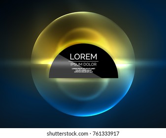 Round shapes, neon glowing trasparent elements. Vector abstract background. Futurstic hi-tech wallpaper