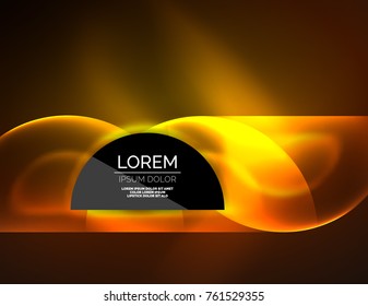 Round shapes, neon glowing trasparent elements. Vector abstract background. Futurstic hi-tech wallpaper