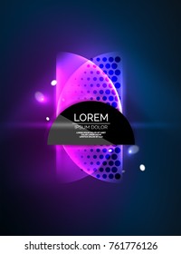 Round shapes, neon glowing trasparent elements. Vector abstract background. Futurstic hi-tech wallpaper