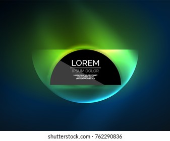 Round shapes, neon glowing trasparent elements. Vector abstract background. Futurstic hi-tech wallpaper