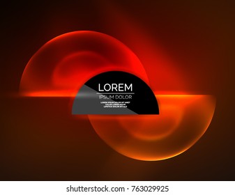 Runde Formen, neonleuchtende transparente Elemente. Abstrakter Vektorhintergrund. Futuristische High-Tech-Tapete