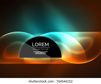 Round shapes, neon glowing trasparent elements. Vector abstract background. Futurstic hi-tech wallpaper