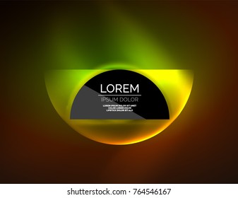 Round shapes, neon glowing trasparent elements. Vector abstract background. Futurstic hi-tech wallpaper