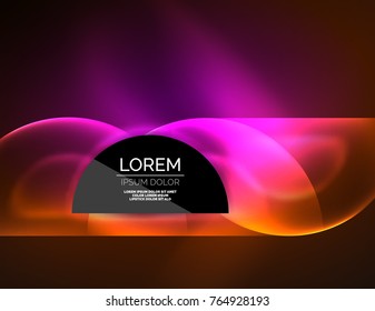 Round shapes, neon glowing trasparent elements. Vector abstract background. Futurstic hi-tech wallpaper