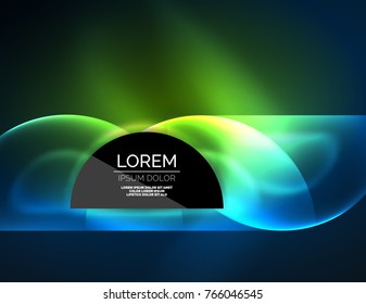 Round shapes, neon glowing trasparent elements. Vector abstract background. Futurstic hi-tech wallpaper