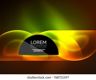Round shapes, neon glowing trasparent elements. Vector abstract background. Futurstic hi-tech wallpaper
