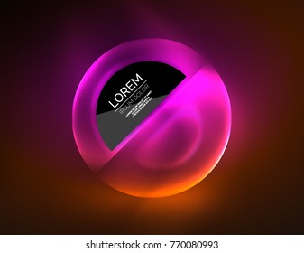 Runde Formen, neonleuchtende transparente Elemente. Abstrakter Vektorhintergrund. Futuristische High-Tech-Tapete