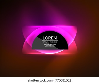 Round shapes, neon glowing trasparent elements. Vector abstract background. Futurstic hi-tech wallpaper