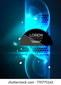 Round shapes, neon glowing trasparent elements. Vector abstract background. Futurstic hi-tech wallpaper