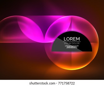 Formas redondeadas, neones brillando elementos transparentes. Fondo abstracto vectorial. Papel mural de alta tecnología futurista