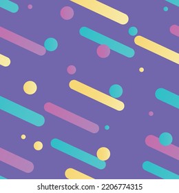 Las formas redondeadas son un patrón transparente. Los círculos de gradiente coloridos y las rayas sobre el fondo violeta. Ilustración vectorial. Diseño geométrico moderno. 