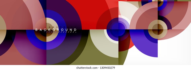 Formas redondeadas de fondo abstracto vectorial. Dibujo vectorial de la composición de formas de círculo de moda