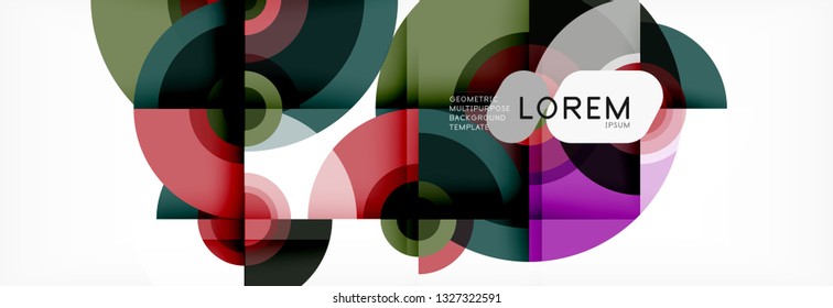 Formas redondeadas de fondo abstracto vectorial. Dibujo vectorial de la composición de formas de círculo de moda