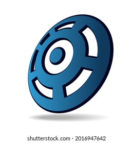 Round shield with blue and white rings and a shadow