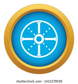 Round shield icon blue vector isolated on white background for any design