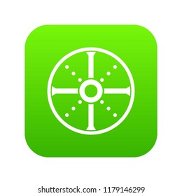 Round shield icon digital green for any design isolated on white vector illustration