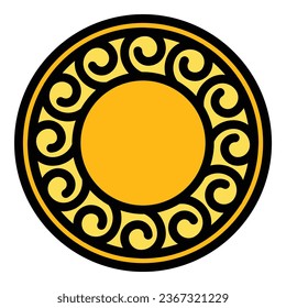 Round shield icon outline vector. Greece temple. Roman palace color flat