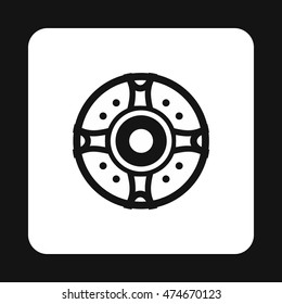 Round shield icon in simple style isolated on white background. War symbol