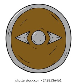 round shield illustration colored hand drawn vector	