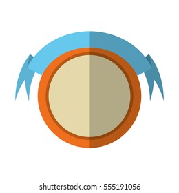 round shield orange frame and ribbon shadow vector illustration eps 10