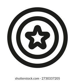 Round shield with star professional line icon. Professional Line Vector Icon with modern protection and achievement concept, minimal clean outline design and scalable security symbol
