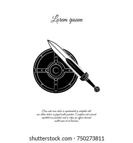 Round shield and sword icon