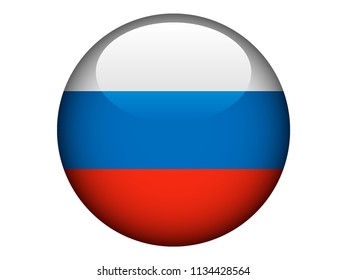 Round Shiny Flag of Russia