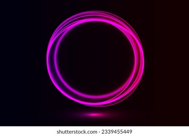 Round shiny frame background with light bursts. Technology background. Vector eps10. Blue with red round