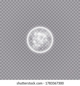 Round shiny frame background with lights. Abstract luxury light ring. Vector illustration