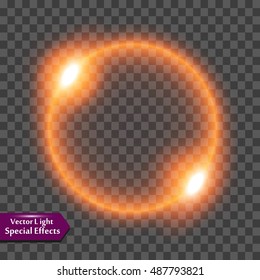 Round shiny frame background with lights. Abstract luxury light ring. Vector illustration