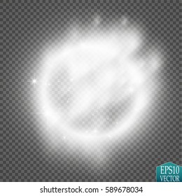 Round shiny frame  with lights dust trail particles isolated on transparent background. Magic concept