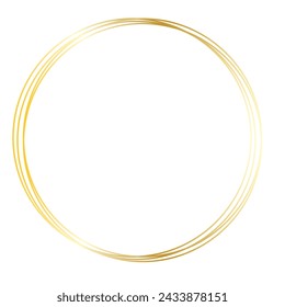 Round shiny frames with glowing effects. Set of three gold, silver and rose gold round frames with shadows on transparent background. Vector illustration