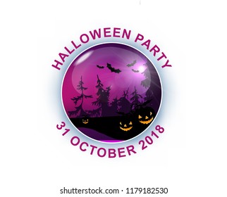 round shiny icon for Halloween with red button