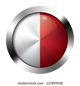 Round shiny metal button with flag of malta europe.