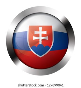 Round shiny metal button with flag of slovakia europe.