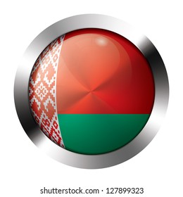Round shiny metal button with flag of belarus europe.
