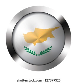 Round shiny metal button with flag of cyprus europe.