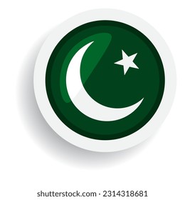 Round Shiny Pakistan Flag Icon Vector Illustration