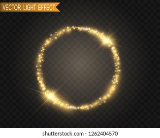 Round shiny perfect background. Vector eps10. Beautiful light. Magic circle. Precious background.Round gold shiny frame with light bursts. 