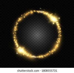 Round shiny perfect background. Vector eps10. Beautiful light. Magic circle. Precious background.Round gold shiny frame with light bursts.