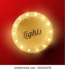 Round shiny retro lights vector frame background. Eps10.