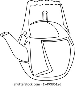 Tetera brillante redonda. Dibujo de una línea. Ilustración vectorial.