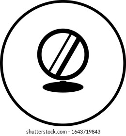 round shiny vanity mirror with base