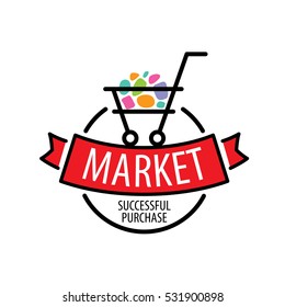 Round Shopping Cart Vector Logo 